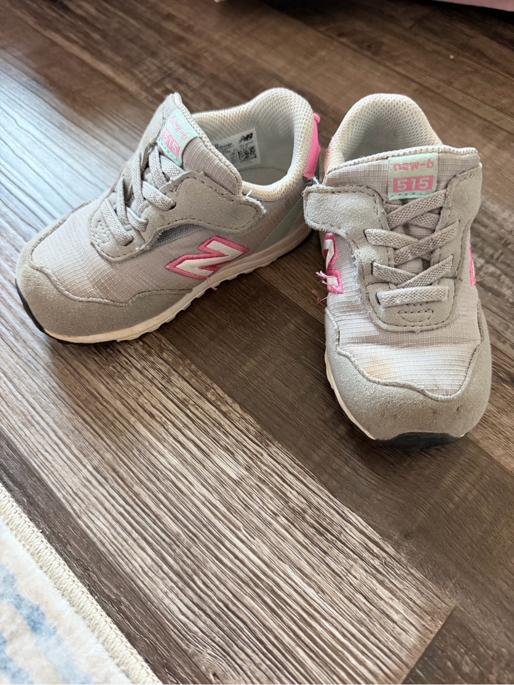 New Balance Kids 515 Gray with Pink Accent Sneakers